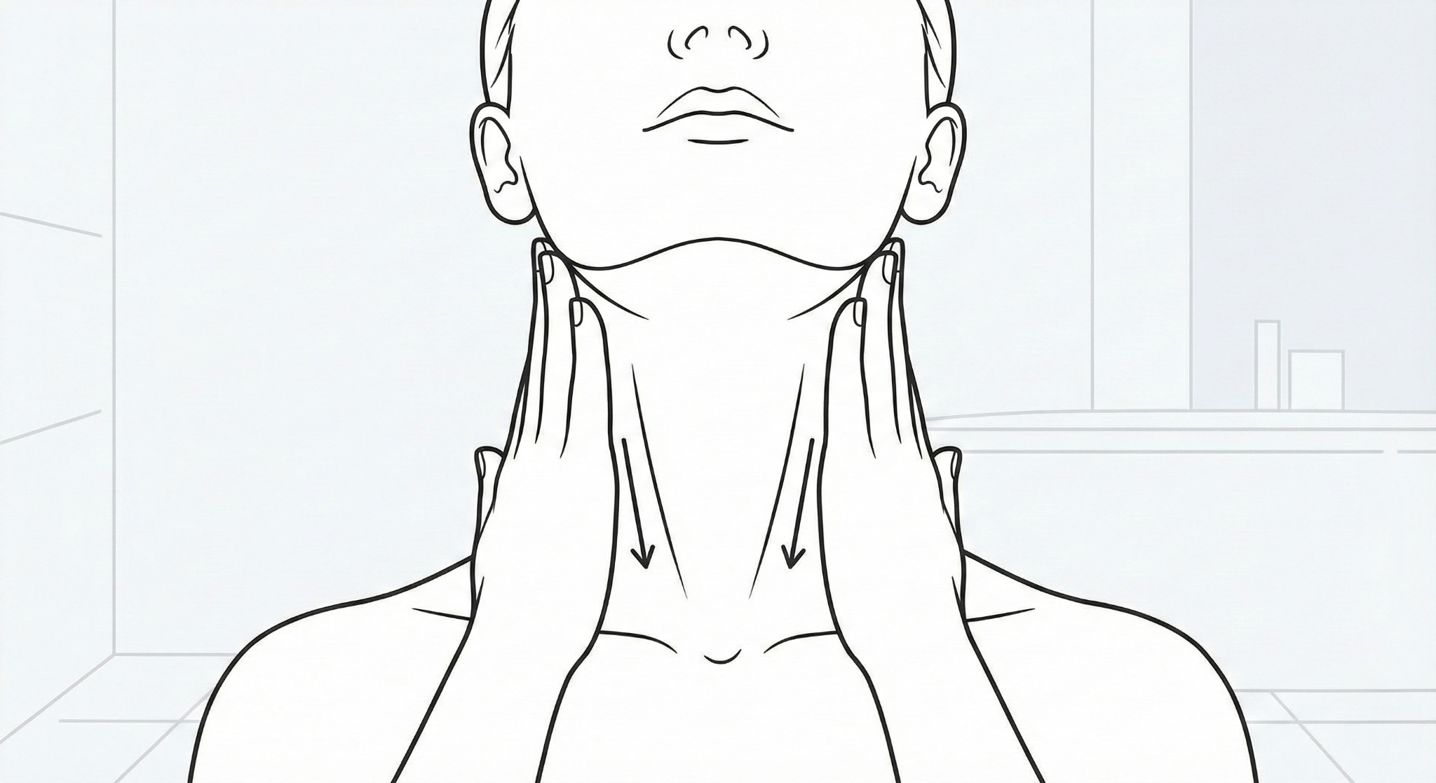Lymphatic drainage massage technique for neck drainage to reduce cortisol face puffiness