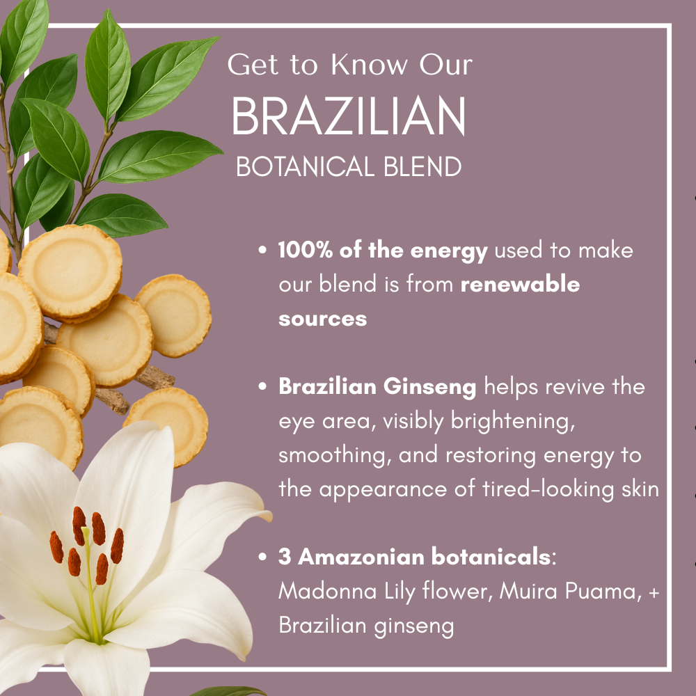 Brazilian ginseng and botanicals for dark circles and anti-wrinkle support