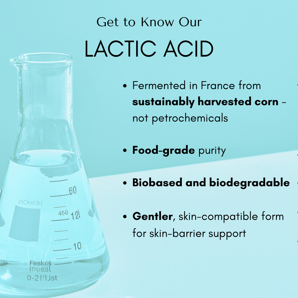 Fermented vegan lactic acid, sustainable, no solvents; made in France