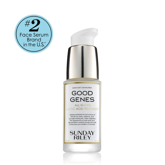 Sunday Riley Good Genes face serum bottle on a white background