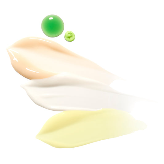 Ceramic Slip white goop, Good Genes white goop, U.F.O green oil drop, A+ light green goop and Saturn vibrant green goop