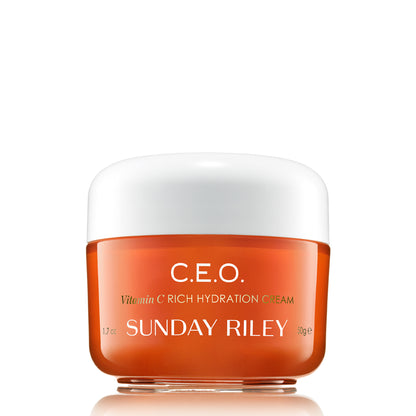CEO Protect and Repair Moisturizer, orange jar with white cap